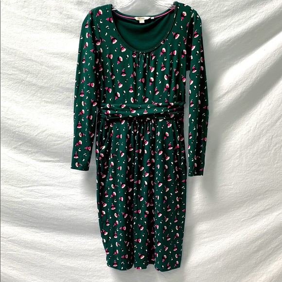 boden pink and green dress Arabella Linen Blend Dress-Pink, Rich Emerald Stripe main image 1